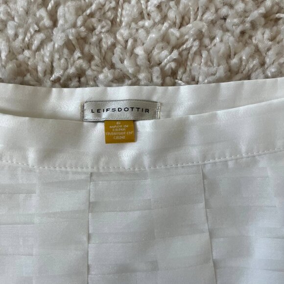 Leifsdottir Anthropologie Womens Pleated Shadow Stripe Midi Skirt White Size 6 - Picture 4 of 4
